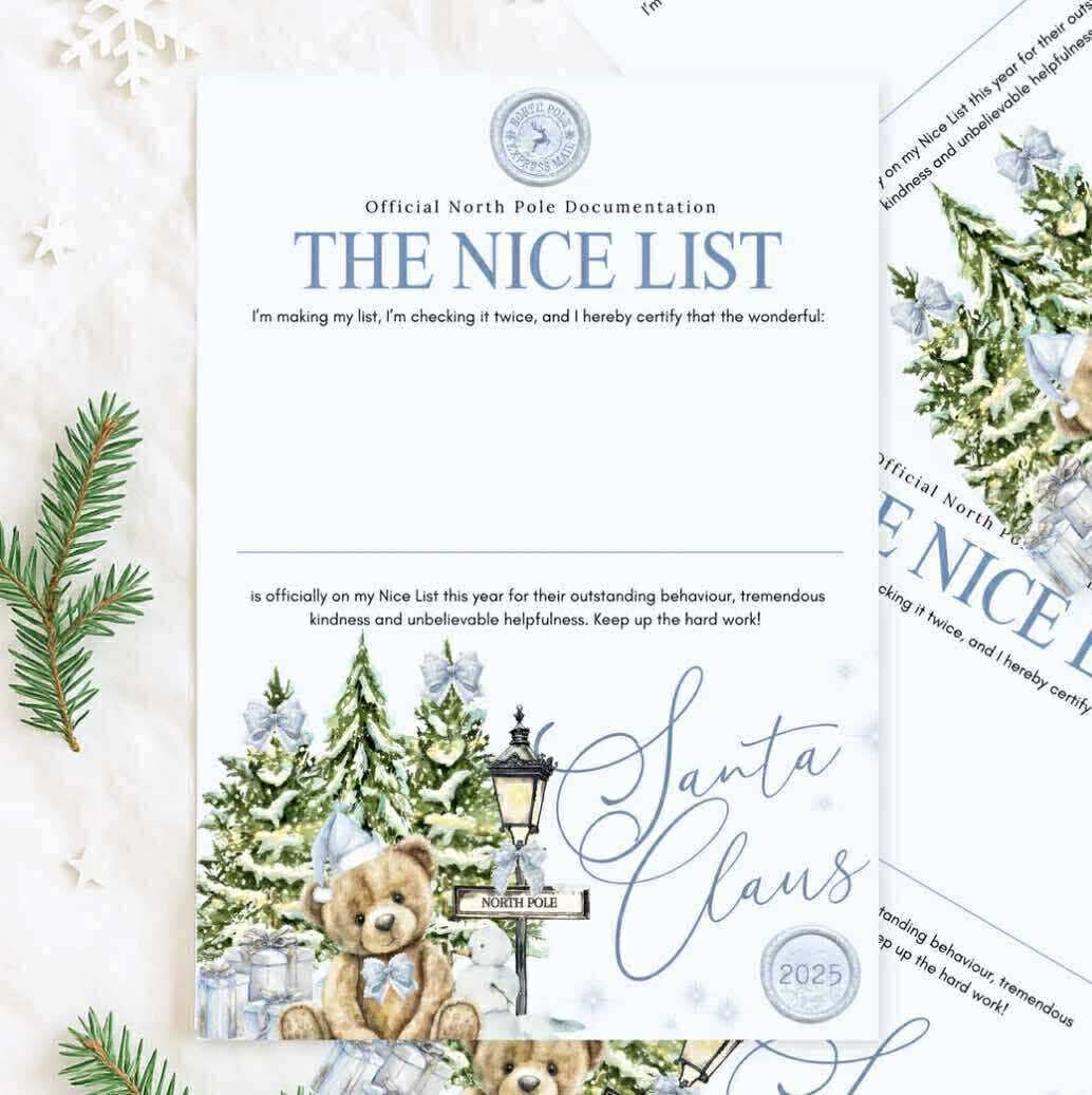 Personalised nice list certificate