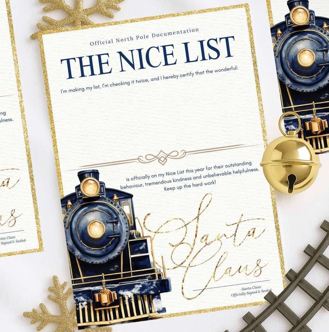 Personalised nice list certificate