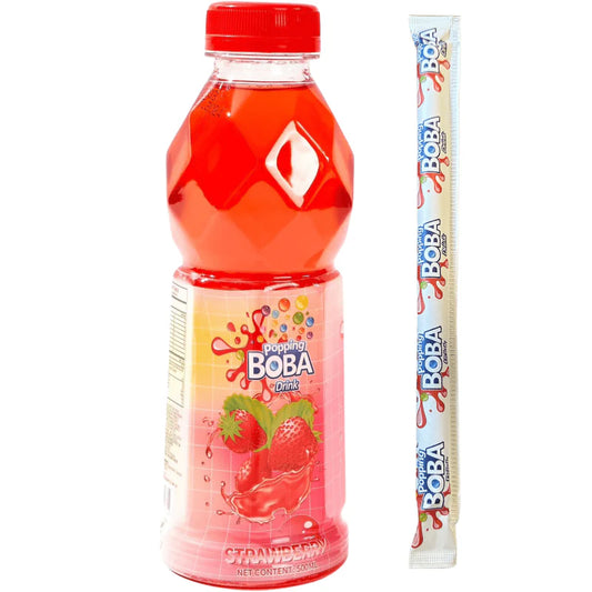 Popping Boba Strawberry Drink With Straw (500ml)