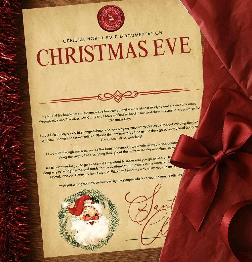 Christmas Eve letter personalised