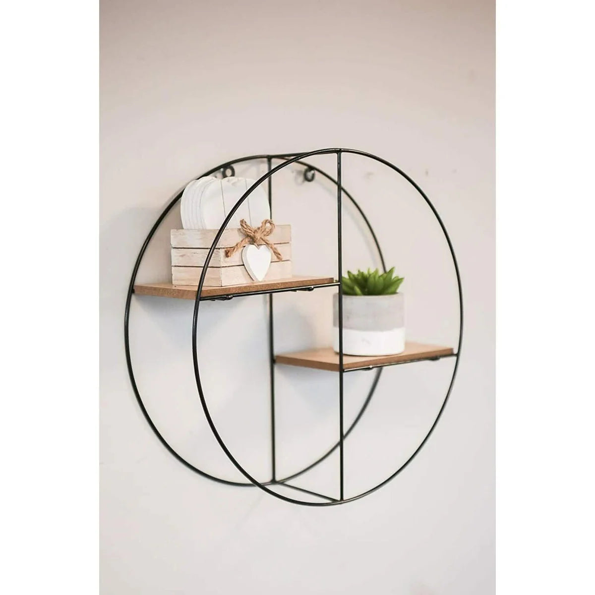 2 Tier Urban Retro Wall Mounted Floating Shelf - Round