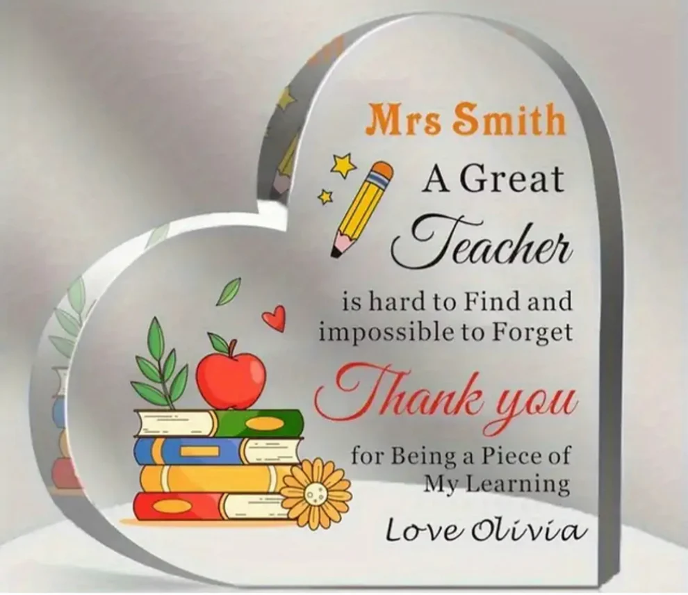 Personalised Teacher Heart Plaque