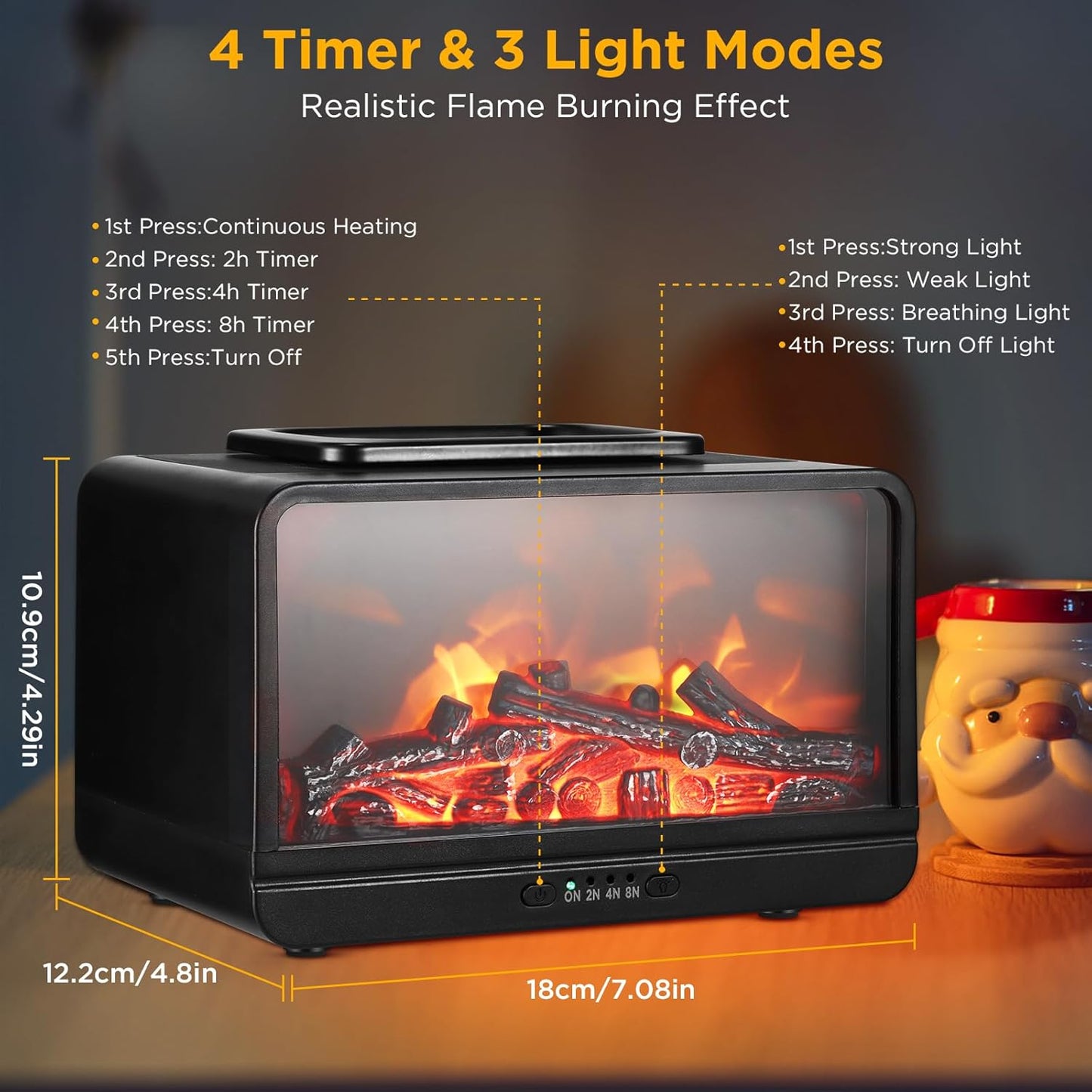 Electric fireplace wax burner