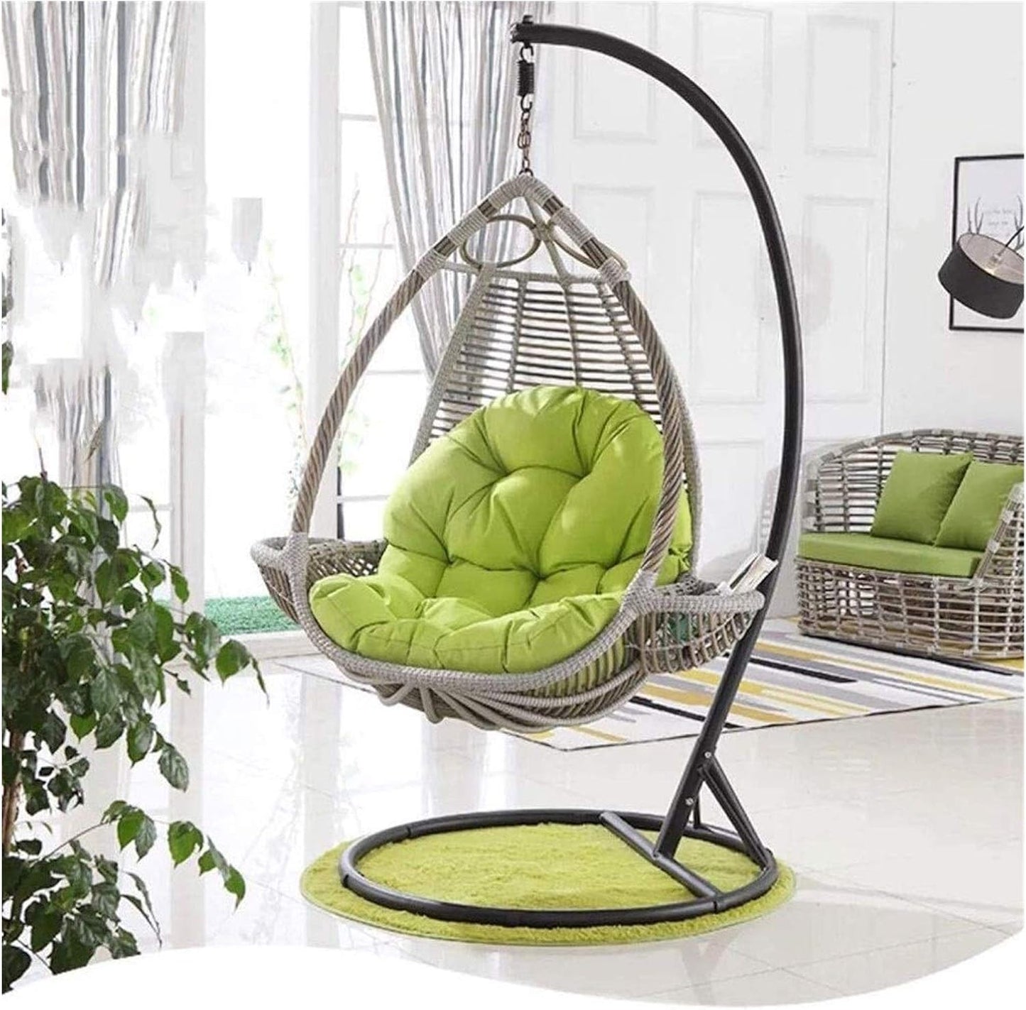 Rattan swinging egg chair