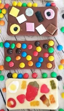 Various topped chocolate bars