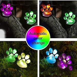 Paw print solar lights colour changing