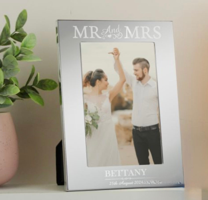 Mr & Mrs silver photo frame