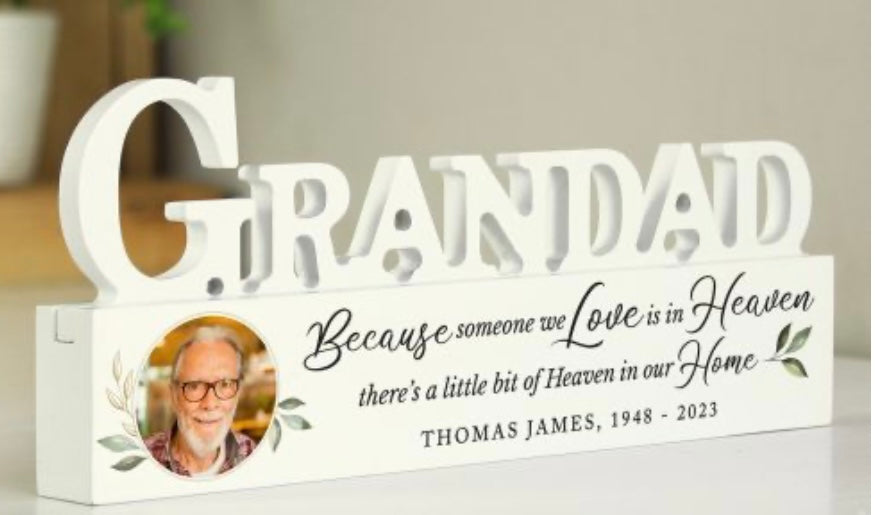 Personalised memorial wooden photo ornaments