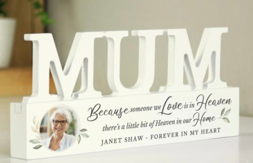 Personalised memorial wooden photo ornaments
