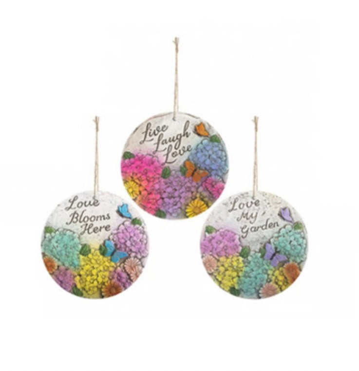 Round Floral Garden Plaque Assorted