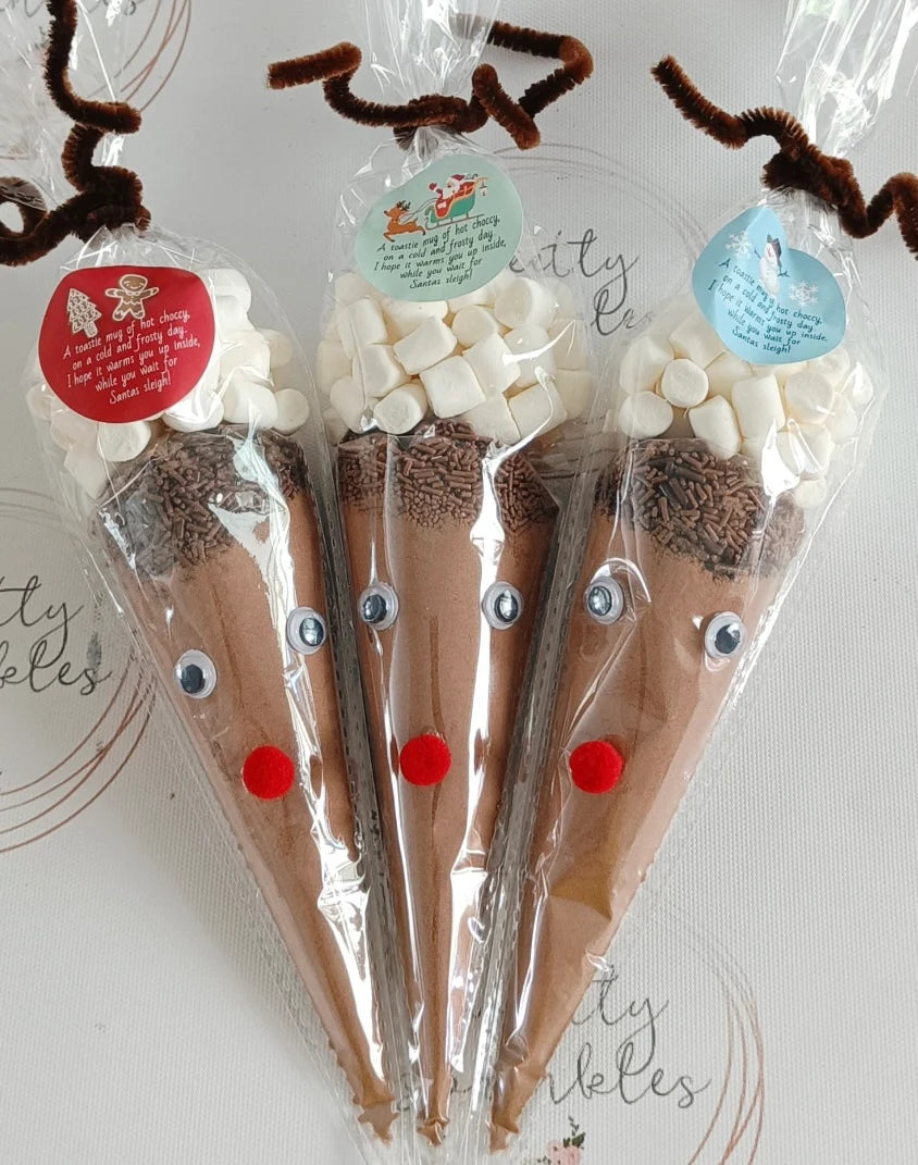 Christmas hot chocolate reindeer cone