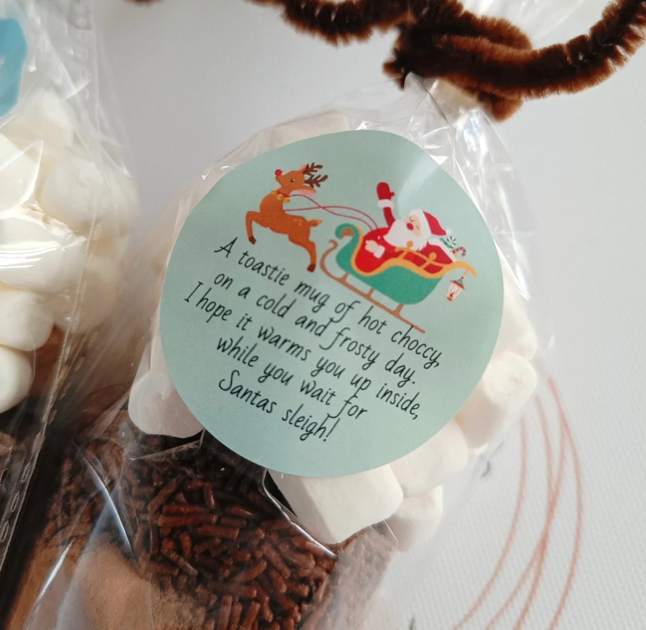Christmas hot chocolate reindeer cone