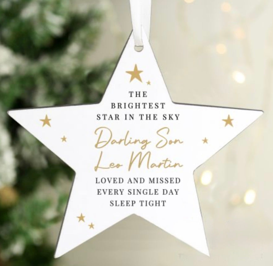 Personalised memorial Christmas star