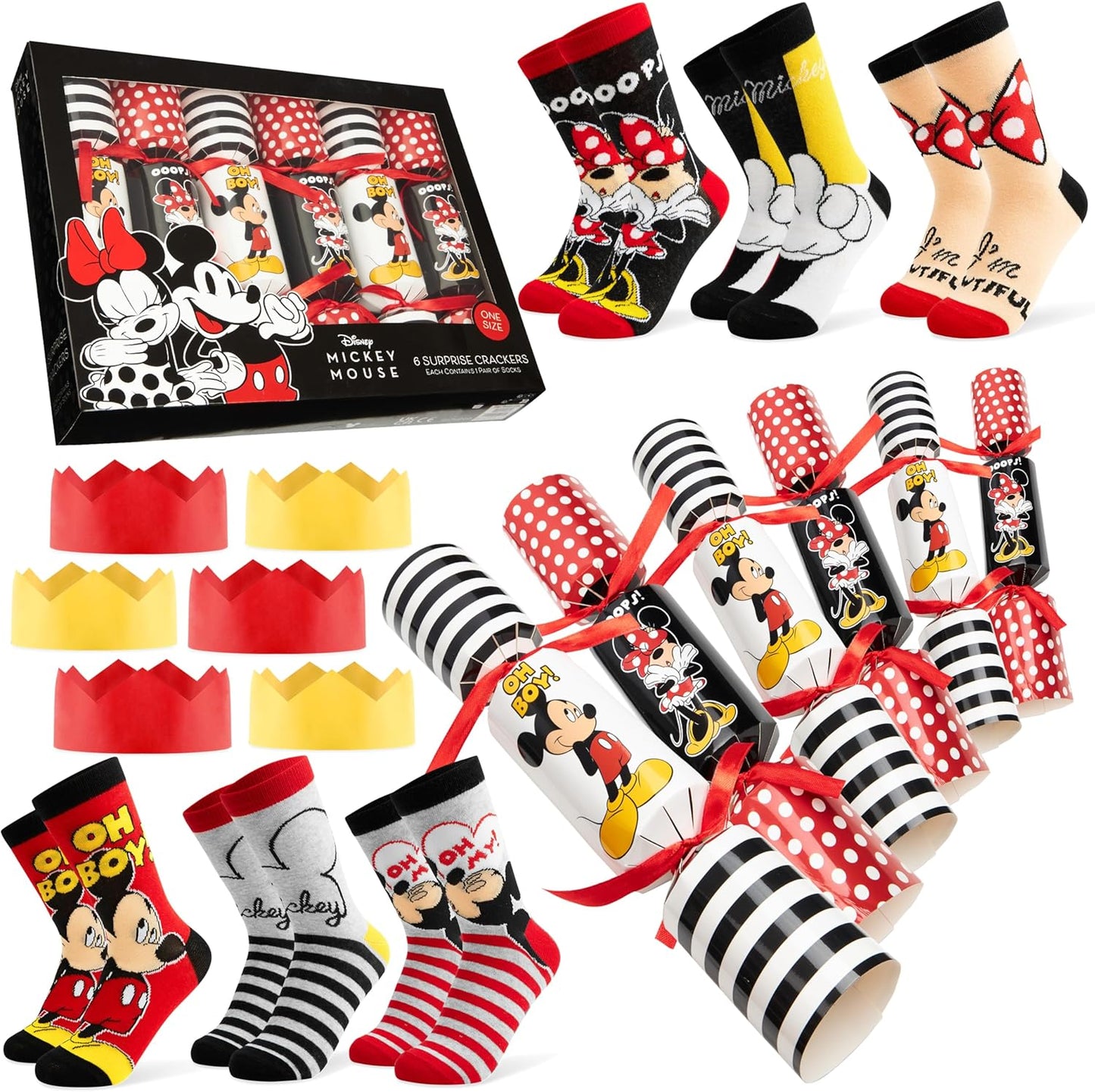 6 Christmas crackers with socks