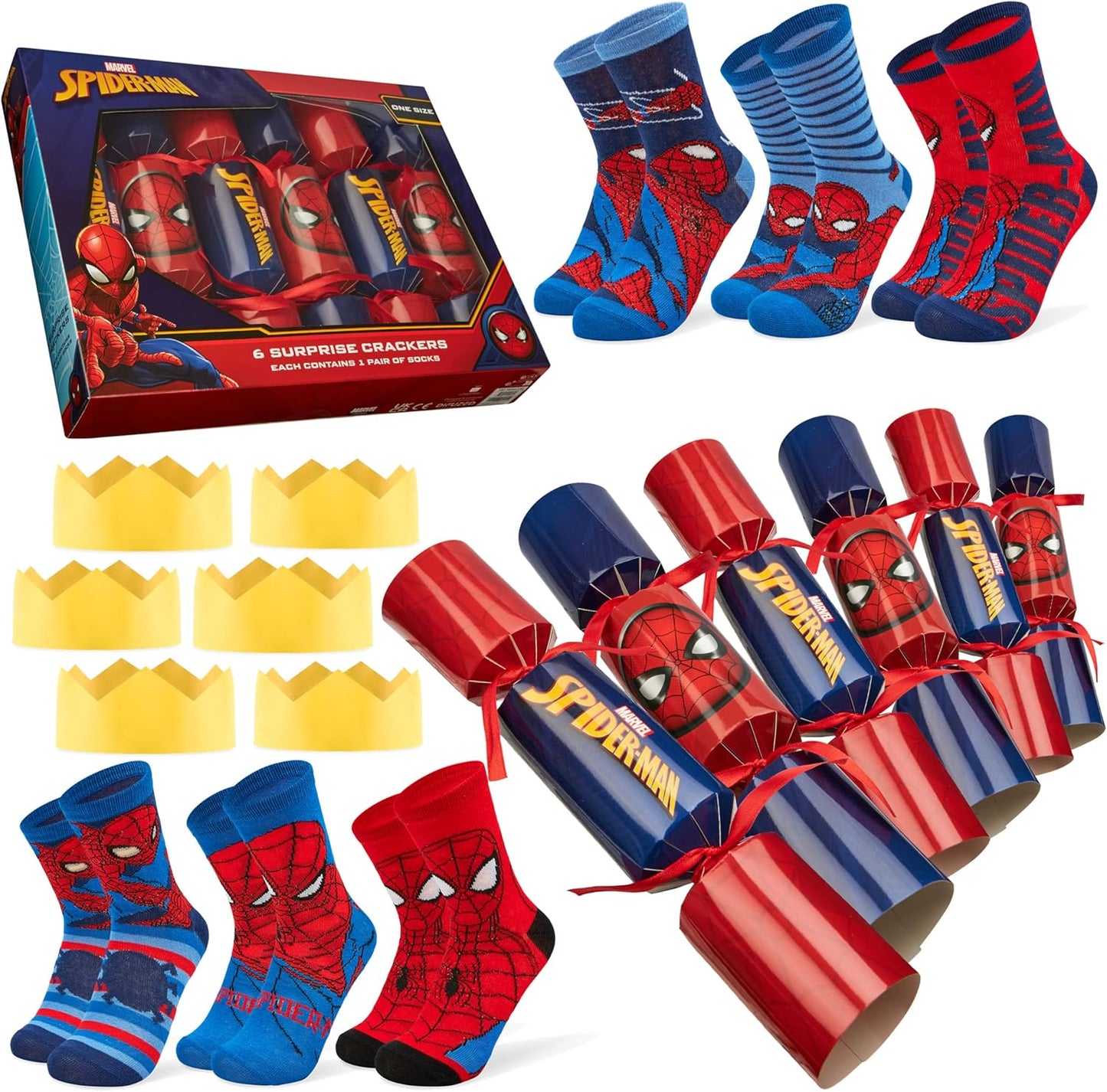 6 Christmas crackers with socks