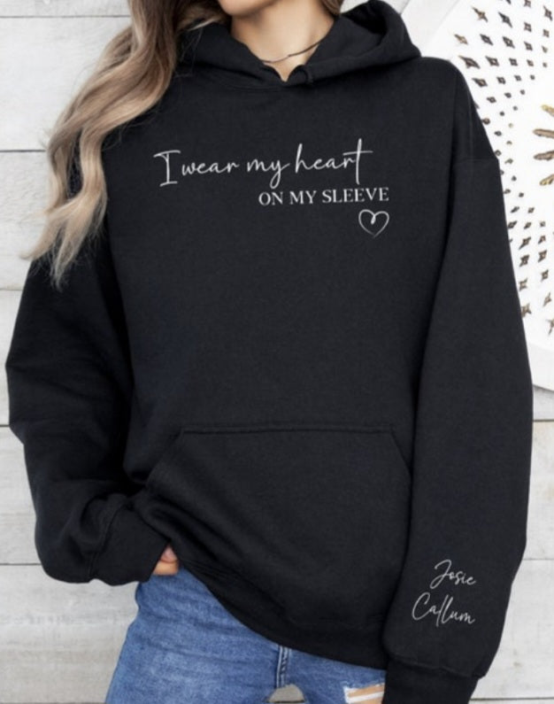 I Wear My Heart On My Sleeve Personalised Hoodie