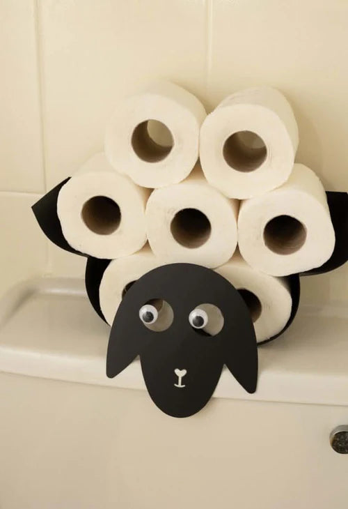 Black Metal Sheep Wall Mounted Toilet Roll Holder