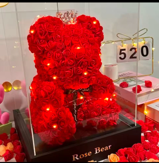 Artificial Flower Eternal Rose Teddy Bear for Mom Mother's Day Birthday Valentine's Day Anniversary Gifts & Decor Miniatures