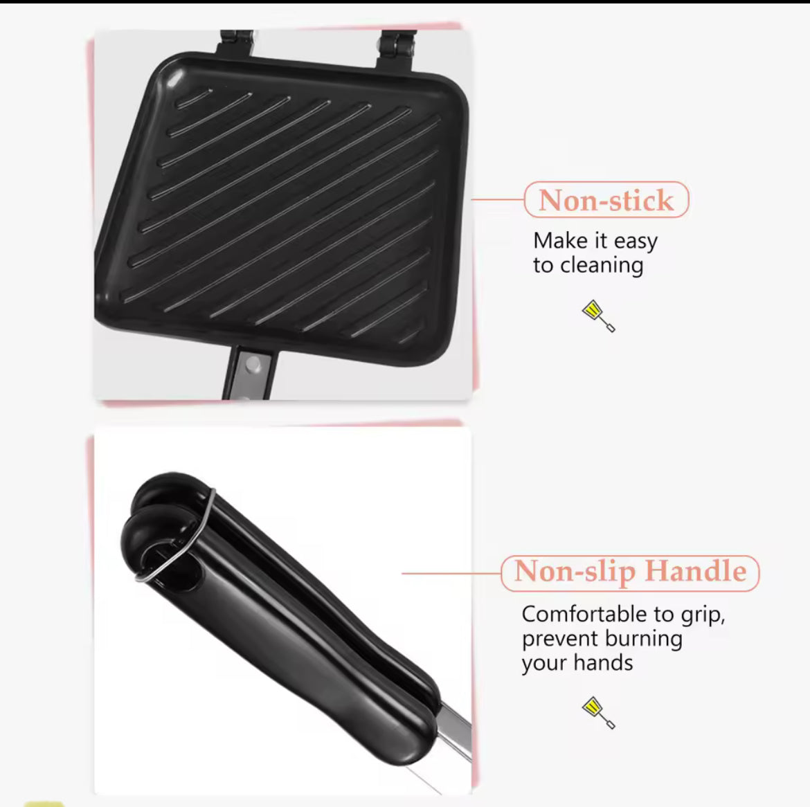 Non-stick Toasted Sandwich Maker Aluminum Alloy Grilled Sandwich Panini Maker With Insulated Handle Hot Grilled Cheese Machine