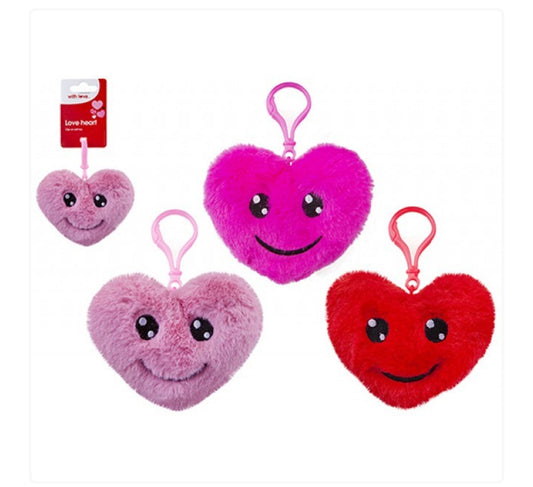 Plush Love Heart with Clip (12cm, Assorted)