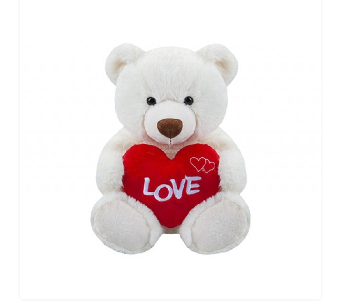 Cream Bear with Heart (34cm)