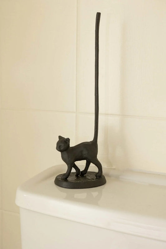 Cast Iron Standing Cat Toilet Roll Holder