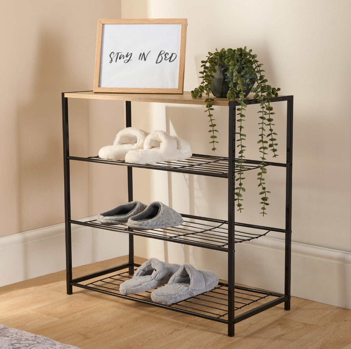 Multi Purpose 4 Tier Storage - Wood/Black