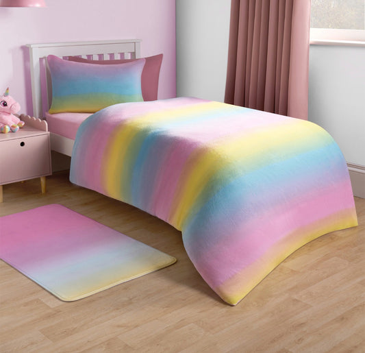 Rainbow Ombre Fleece Duvet Set - Multi