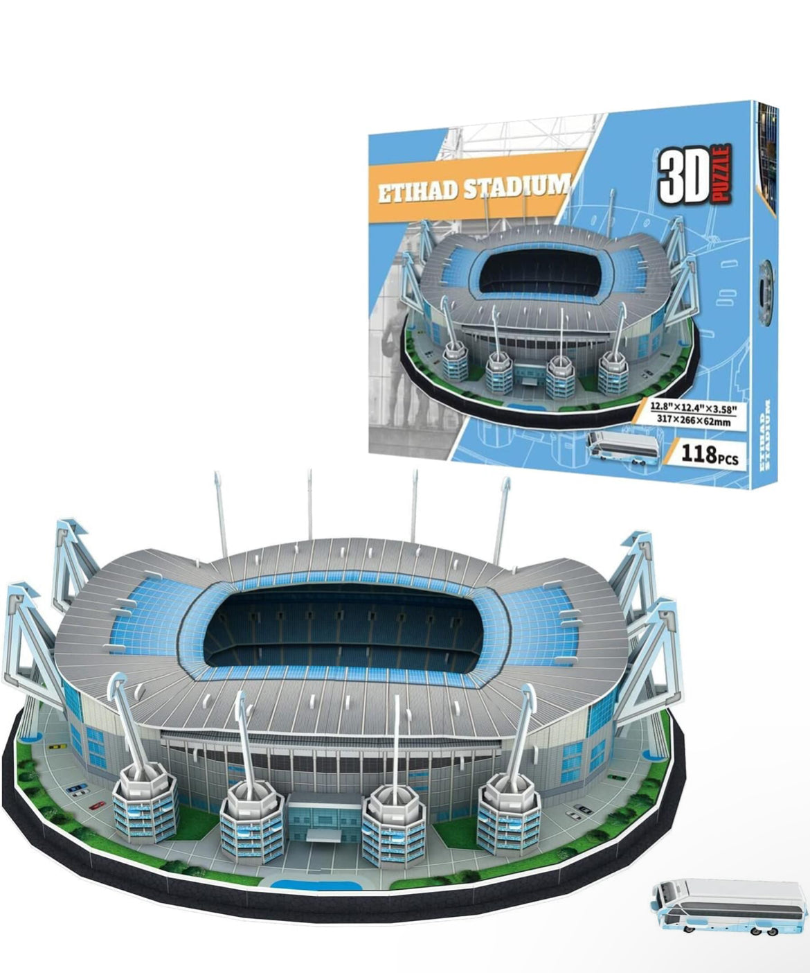 Georgie Porgy 3D Football Stadium Puzzle Toy DIY Building Model Kits Construction Sets (Etihad Stadium 118Pcs)