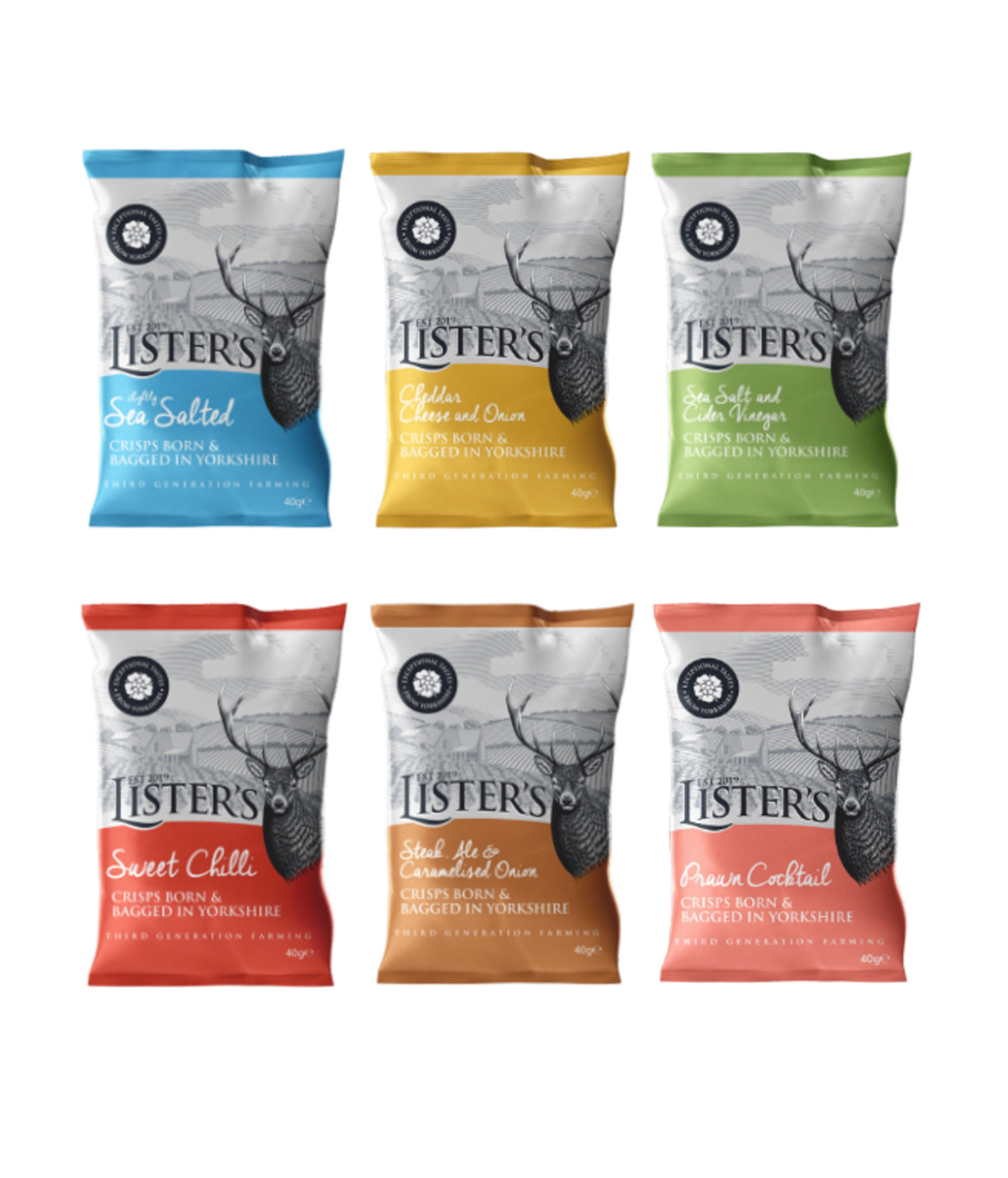 Lister's Crisps Mixed Box - 6 Flavours 24 x 40g