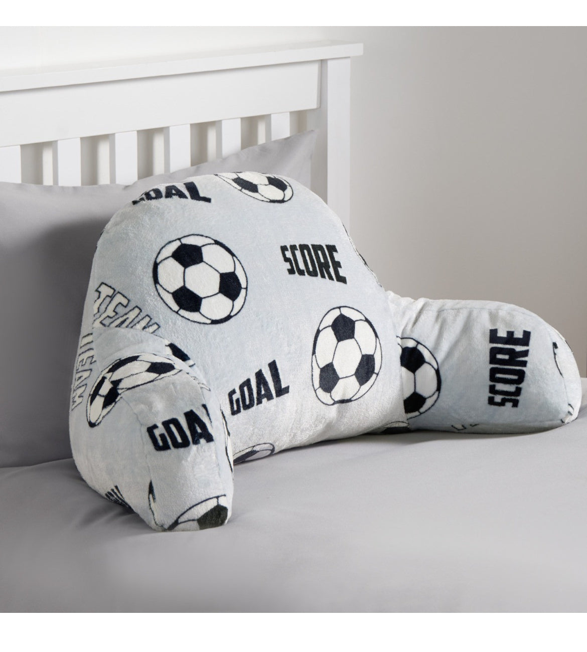 Kids Football Fleece Cuddle Cushion - Grey