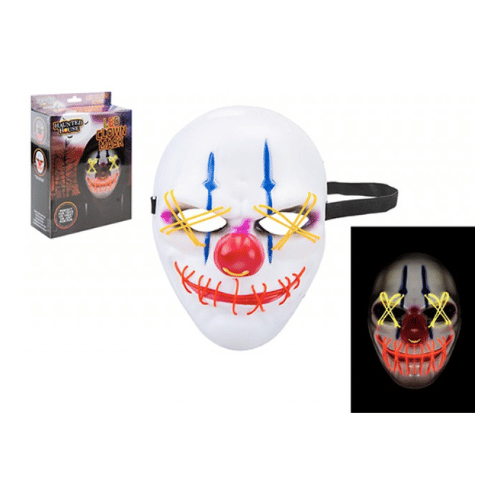 SCARY HALLOWEEN NEON LIGHT UP CLOWN MASK