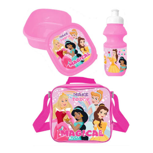 DISNEY PRINCESS OFFICIAL 3 PIECE LUNCH BAG SET