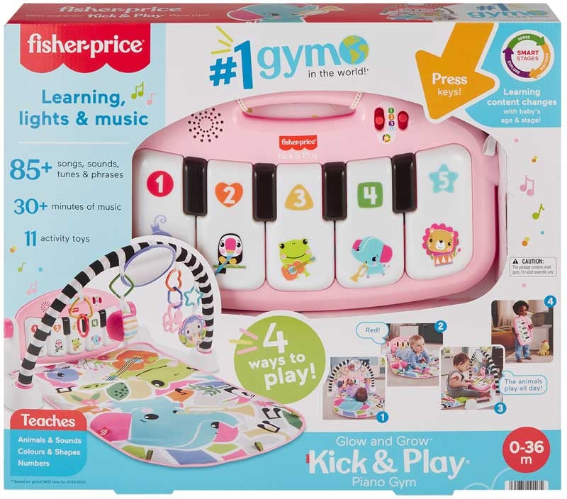 FISHER PRICE - GLOW & GROW KICK & PLAY GYM PINK