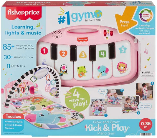 FISHER PRICE - GLOW & GROW KICK & PLAY GYM PINK