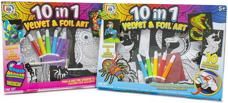 10 IN 1 VELVET AND FOIL ART ASSORTED