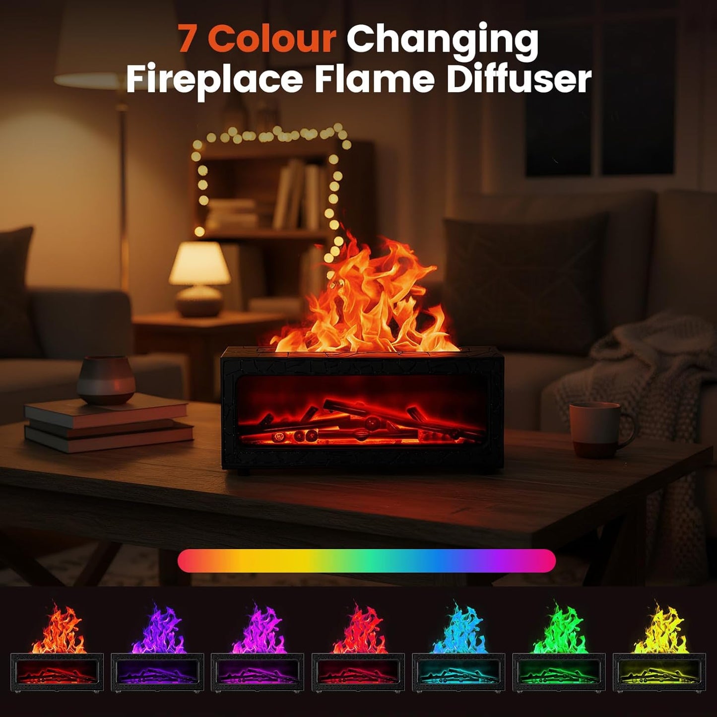 Electric fireplace flame burner colour changing