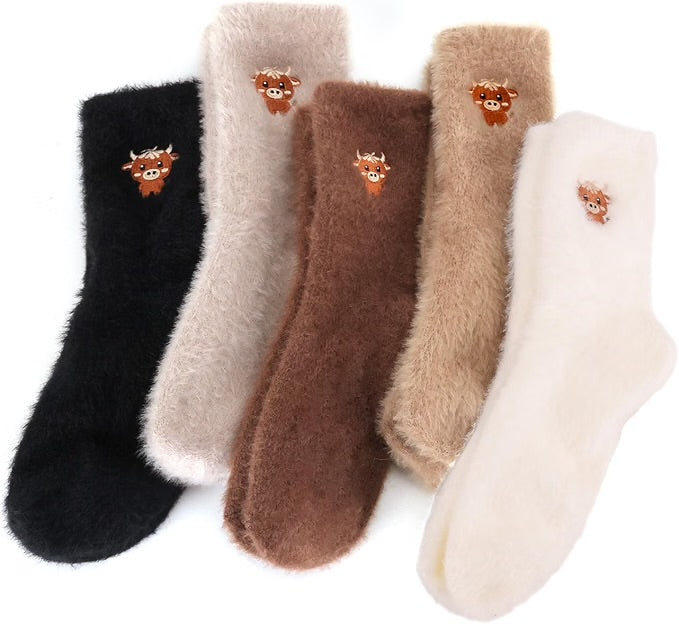 Highland cow fluffy socks