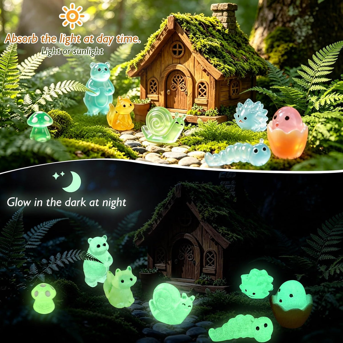 150 glow in the dark resin animals
