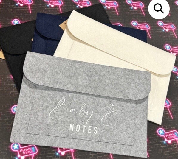 Personalised felt wallet - baby notes etc
