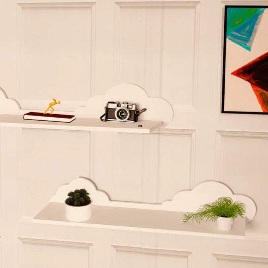 2x White Cloud Shelves Kid's Nursery Shelves