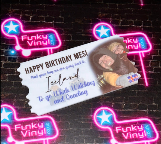 Personalised acrylic ticket