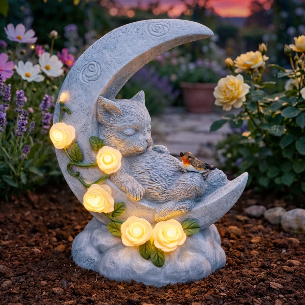 Cat solar ornaments