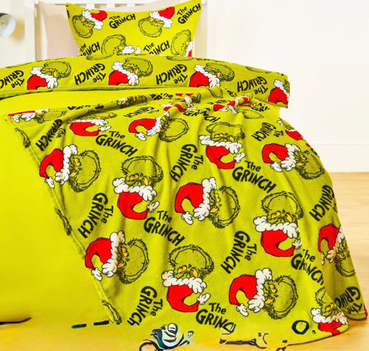 Grinch fleece throw