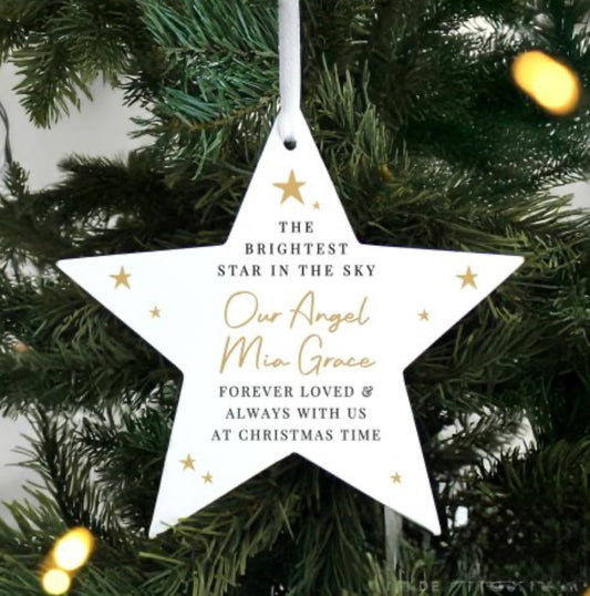 Personalised memorial Christmas star