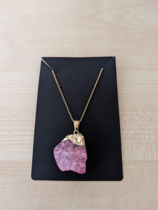 Strawberry Quartz Crystal Necklace