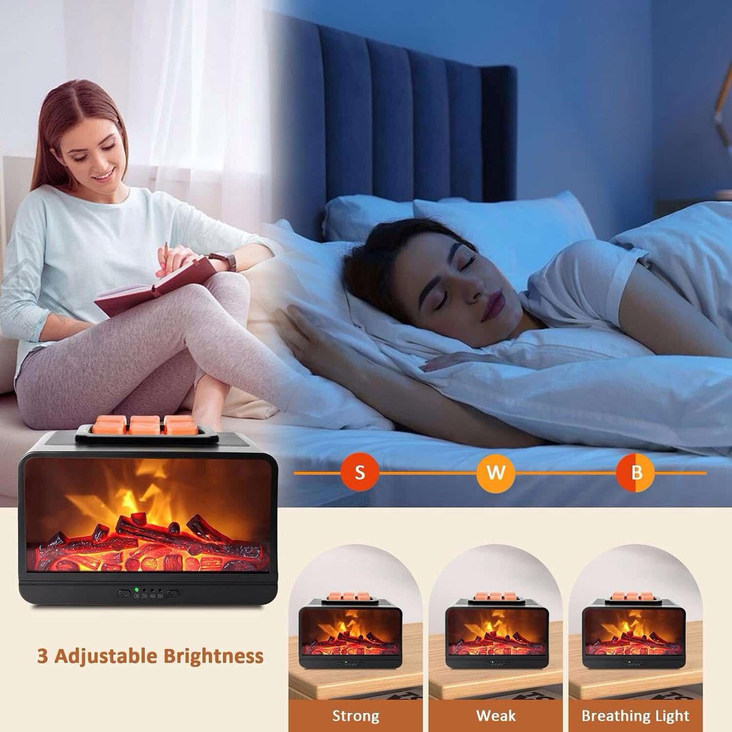 Electric fireplace wax burner