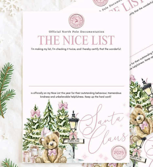 Personalised nice list certificate