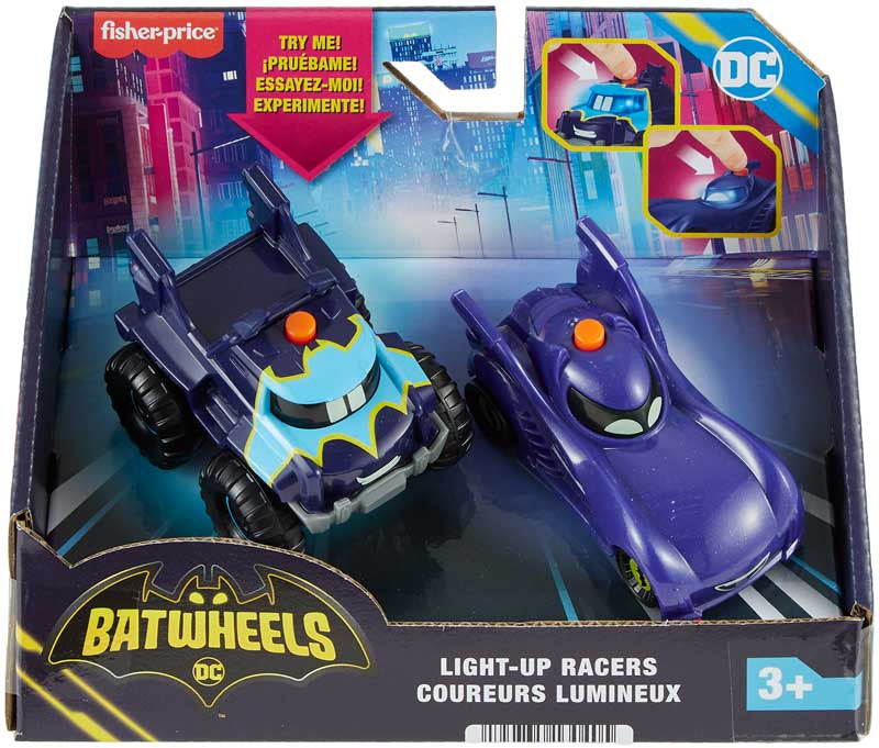 FISHER PRICE BATWHEELS 1:55 LIGHT UP RACERS 2PK - BATMOBILE